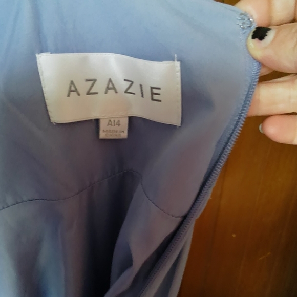 Azazie Light Blue Long Sleeve Dress - Picture 2 of 5